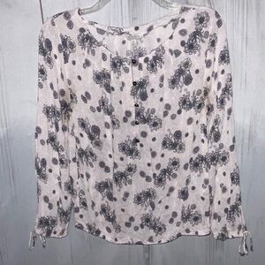 Lucky Brand Pull Over 3/4 Sleeve Elastic Hem Blouse S/P